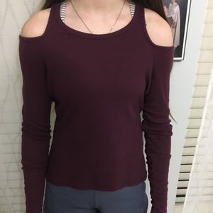 Cold Shoulder Purple Long Sleeve Shirt